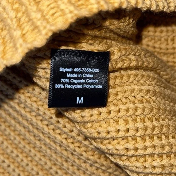 Jenni Kayne Cotton Cabin Knit Pullover Sweater Oversized Mustard Yellow Size Med